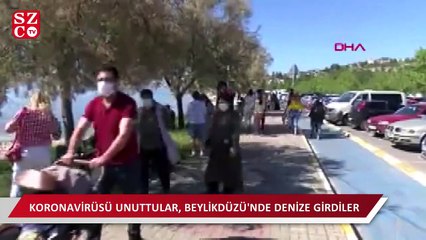 Beylikdüzü'nde koronayı unutup denize girdiler