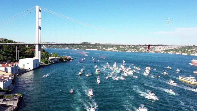 İSTANBUL - Drone - Beşiktaş takımı, Küçüksu'dan deniz yoluyla Vodafone Park'a hareket etti (3)