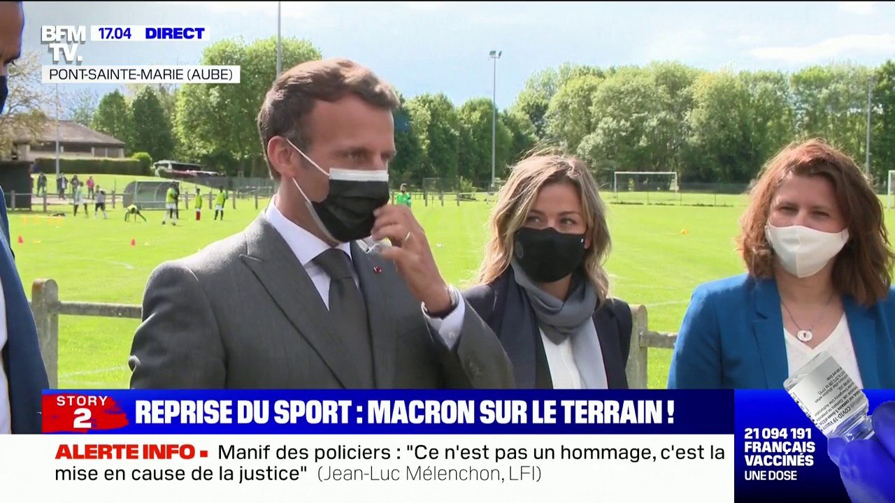 Emmanuel Macron sur le sport: "Je veux qu'on pousse cette reprise, elle est extrêmement importante pour la santé de nos jeunes"