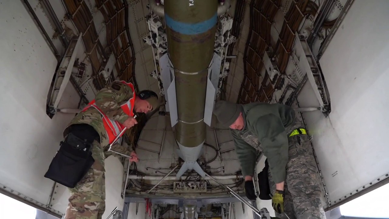 Weapons Loading a US Air Force B-1B Heavy Bomber