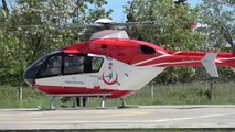 Ormanda kestiği ağaç üzerine düşen şahıs ambulans helikopterle hastaneye yetiştirildi