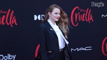 Emma Stone Makes First Red Carpet Appearance Since Giving Birth, Wears Suit at Cruella Premiere