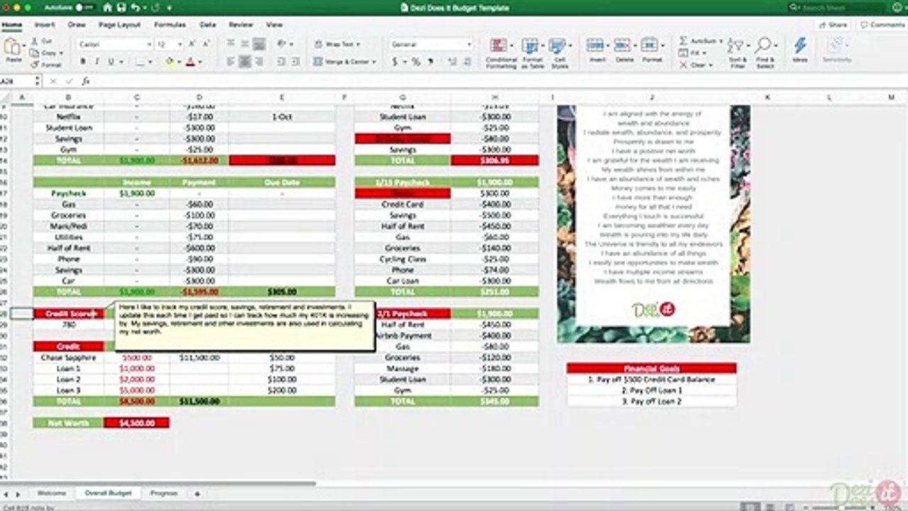 Digital Budget Template Walkthrough | Dezidoesit