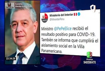 José Elice: ministro del Interior dio positivo a Covid-19