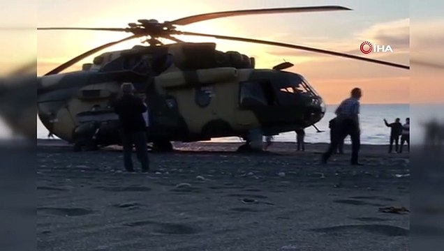 Giresun’a acil iniş yapan helikopterde 6 personel olduğu öğrenildi... Helikopterin inme anı kameraya yansıdı