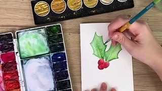 Easy Watercolour Holiday Cards In Under 6 Minutes!