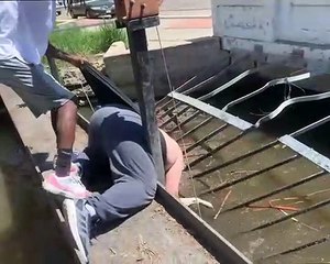 Man Saves Dog Stuck in Sewer Grate