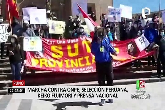 Puno: realizan marcha contra candidata presidencial Keiko Fujimori