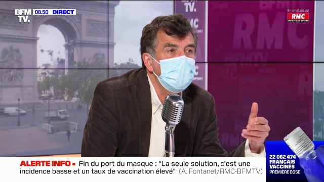 Fin du port du masque: pour l'épidémiologiste Arnaud Fontanet, deux paramètres entrent en compte, un niveau de circulation du virus très bas et le taux de couverture vaccinale de la population