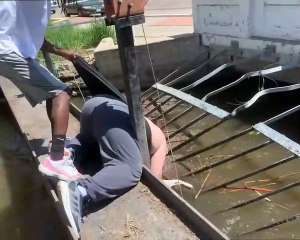 Man Saves Dog Stuck in Sewer Grate