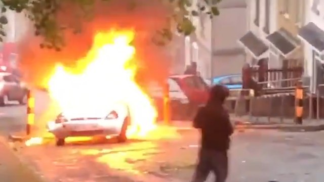 Cars set alight and windows smashed after vigil turns into 'disturbing' riot