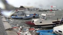 Ayvalık'ta fırtına dehşeti...Balıkçı tekneleri parçalandı