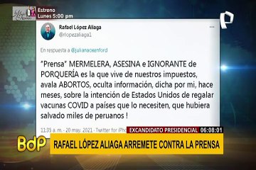 Excandidato presidencial López Aliaga arremete contra la prensa por redes sociales