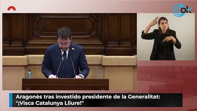 Aragonès tras investido presidente de la Generalitat- ¡Visca Catalunya Lliure!
