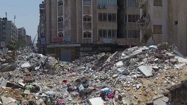 Gaza City buildings destroyed in Israeli air raids