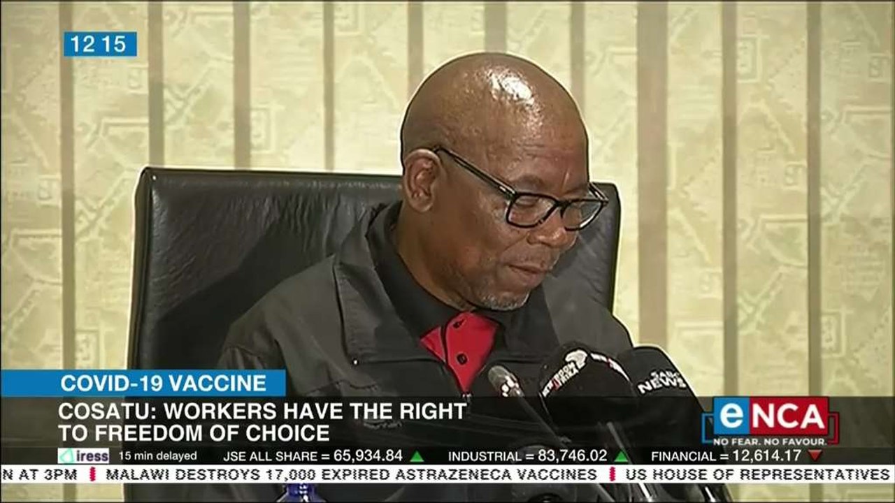 People shold not be forced to take vaccine - Cosatu