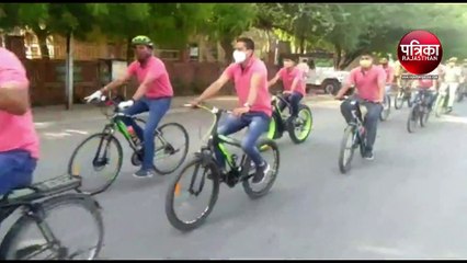 VIDEO : कोरोना को हराने साइकिल पर निकला पुलिस-प्रशासन