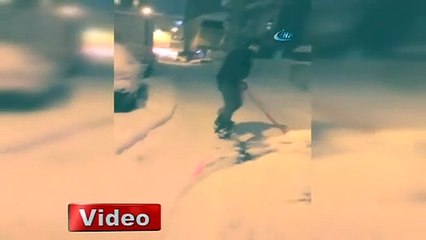 Mahallede 'snowboard' keyfi!