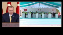 İSTANBUL - Cumhurbaşkanı Erdoğan, KKTC Sulamaları İletim Tüneli Işık Görünme Töreni'ne canlı bağlantıyla katıldı (1)