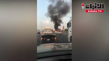 تفحم مركبة على طريق الملك فهد