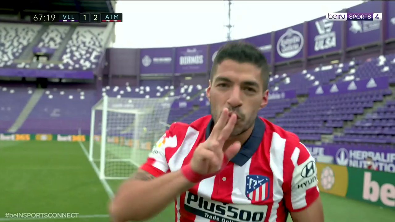 Valladolid 1-2 Atletico Madrid: Goal Luis Suarez