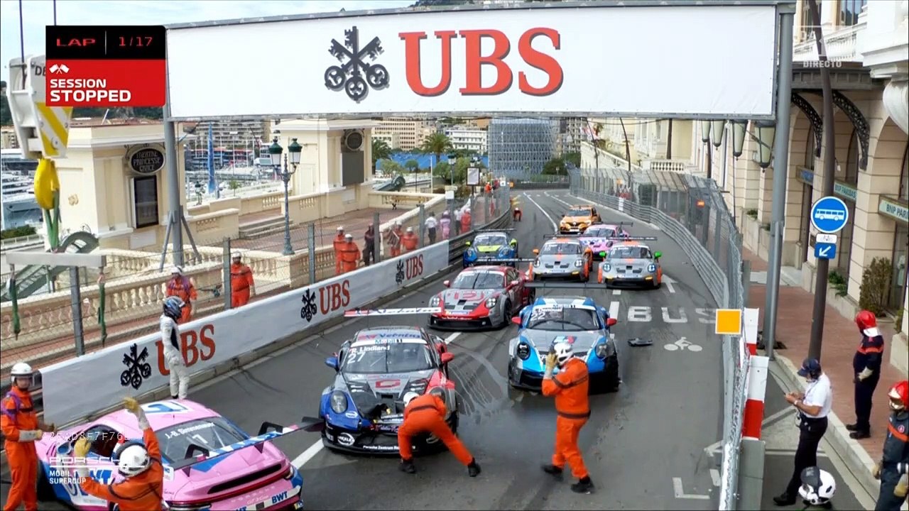 Porsche SuperCup 2021 Monaco Start Huge Pile Up Crash