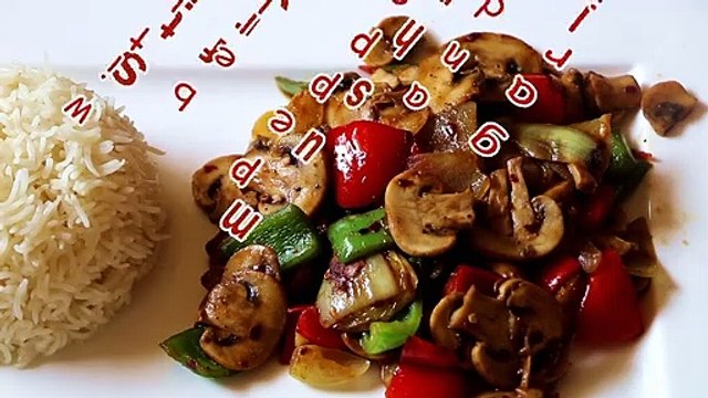 Stir fry mushroom with bell pepper and garlic! Tasty !healthy !vegetarians!( 蘑菇炒双椒）