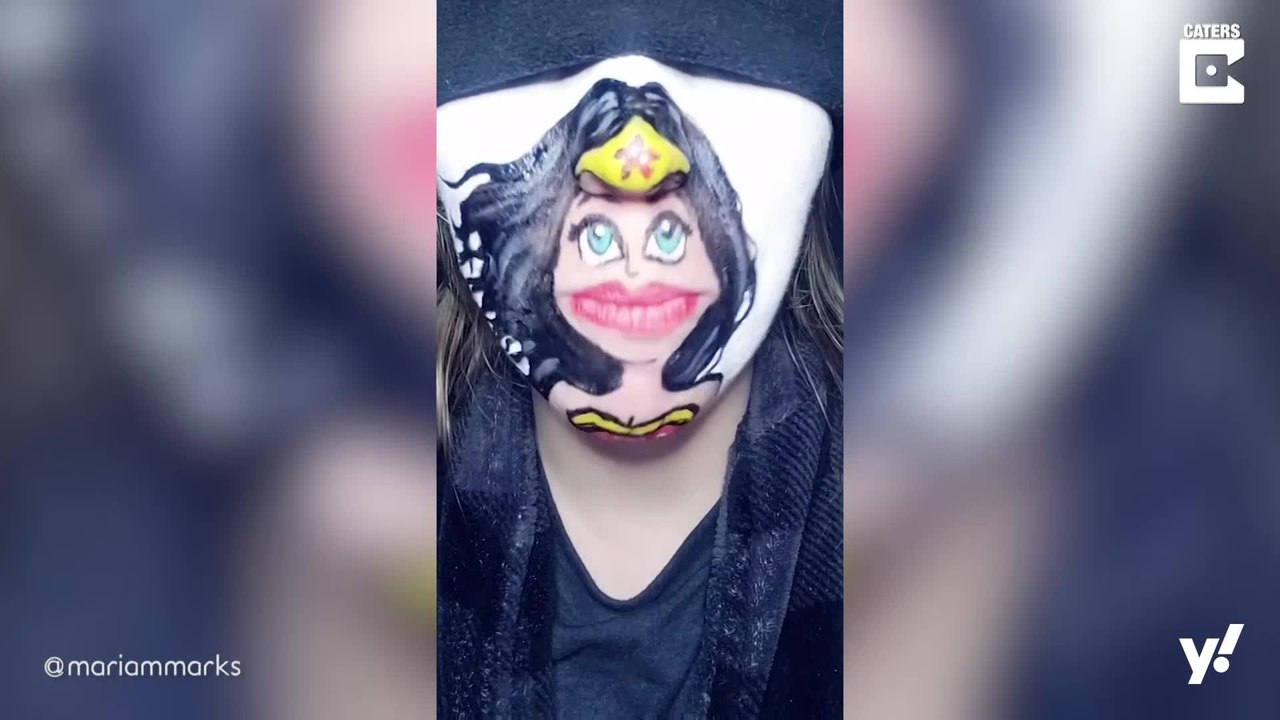 Lustige und verblüffende Make-Up-Cartoon-Kunst