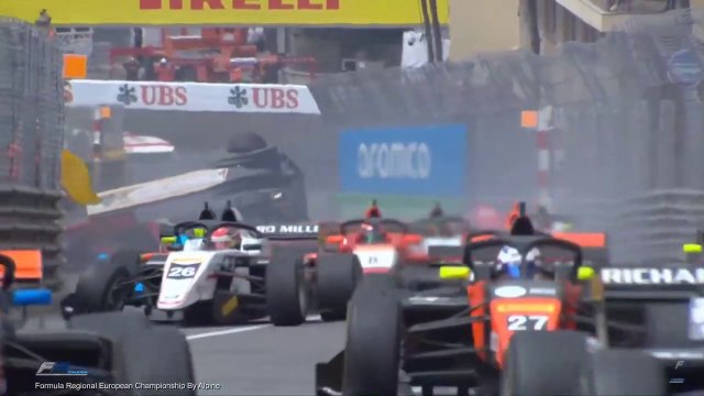 Formula Regional Alpine Monaco 2021 Race 2 Start Big Pile Up Crash Marinangeli Flips