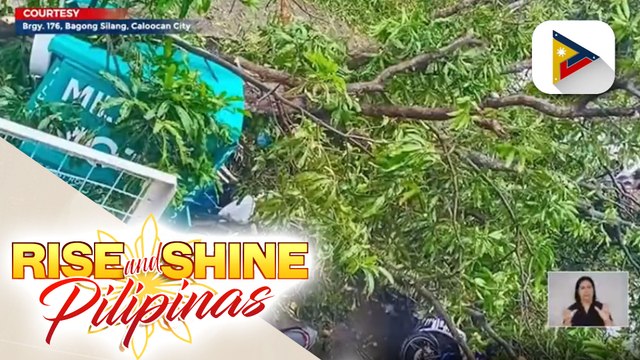 Bata, tinamaan ng yero sa Caloocan City; malakas na buhos ng ulan na sinabayan ng bugso ng hangin, kita sa video