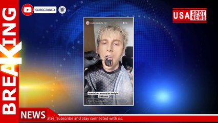 Machine Gun Kelly paints tongue nasty black for Billboard Awards 2021