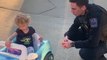Neighbourhood Police Officer Jokingly Pulls Over Toddler While She Drives Battery Operated Toy Car