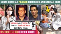 Sonal Chauhan REACTS To Salman & Sonu Sood's Help In COVID  Distributes Food Packets Outside Temple