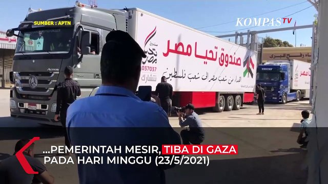 Truk Pembawa Bantuan Kemanusiaan dari Pemerintah Mesir tiba di Gaza