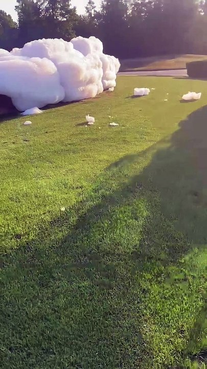 Huge Blower Disperses Huge Pile of Soap Suds