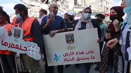 İsrail saldırısında harabeye dönen Gazze'de temizlik seferberliği