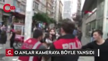 Taksim Meydanı'nda kavga eden Faslı 2 kadından biri, gözaltına alınmamak için soyundu