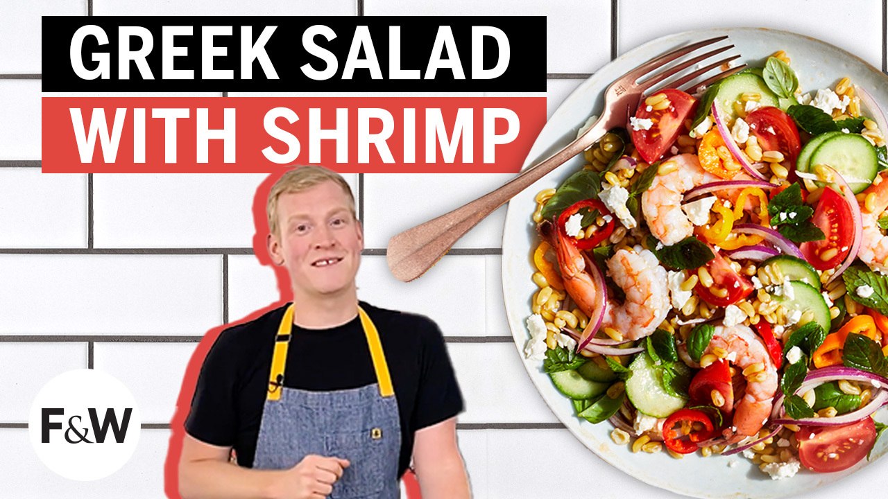 Justin Chapple makes Greek Salad with Shrimp and Kamut | Mad Genius | Food & Wine