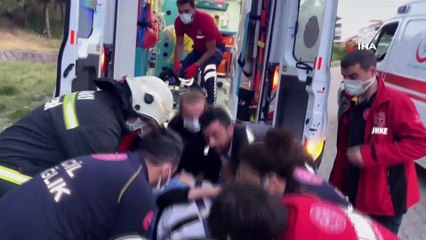 Kontrolden çıkan otomobil 10 metreden ormanlık alana düştü: 2 yaralı