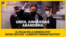 Oriol Junqueras abandona el Palau de la Generalitat entre crits de “llibertats presos polítics”