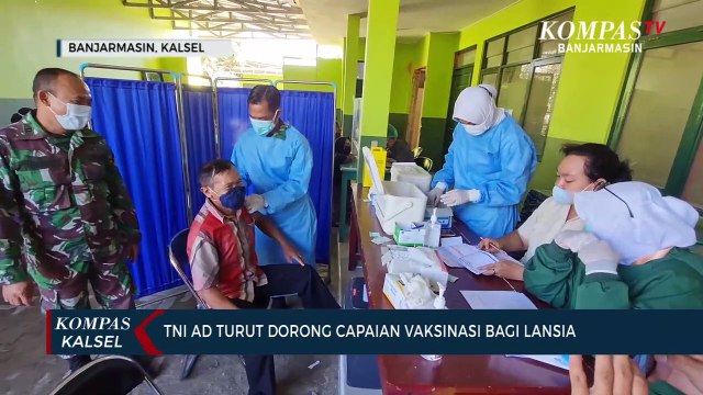 Dorong Vaksinasi Lansia, Kodim Banjarmasin Beri Vaksin Pada Veteran, Purnawirawan TNI dan Warakawuri