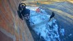 Woman Falls And Scatters Garbage After Slipping On Melted Snow