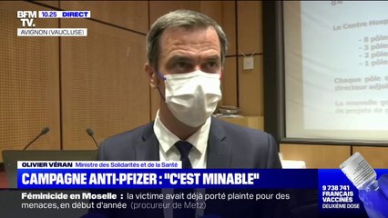 "C'est minable": Olivier Véran réagit à la campagne de dénigrement du vaccin Pfizer