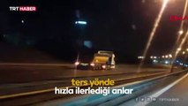 Ters yönde tam gaz giden hafriyat kamyonu kamerada