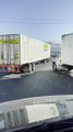 Semi Trailer Precision Parked with Powered Hand Cart