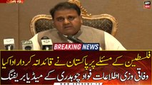 Pakistan played a leading role on the issue of Palestine: Fawad Chaudhry