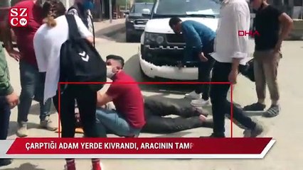Çarptığı adam yerde kıvrandı, o aracının tamponuyla ilgilendi