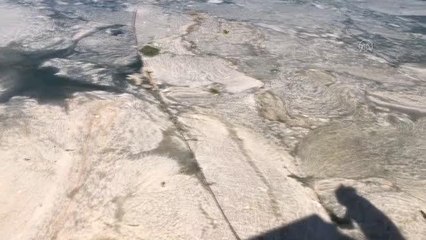 Sahillerini kaplayan deniz salyası rüzgarın etkisiyle dağılmaya başladı