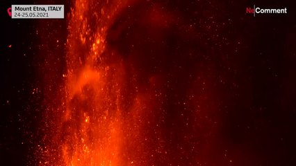 Etna eruption lights up night sky with lava