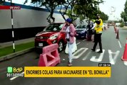 Vacuna Covid-19: Largas colas de autos para ingresar al Complejo Deportivo Manuel Bonilla